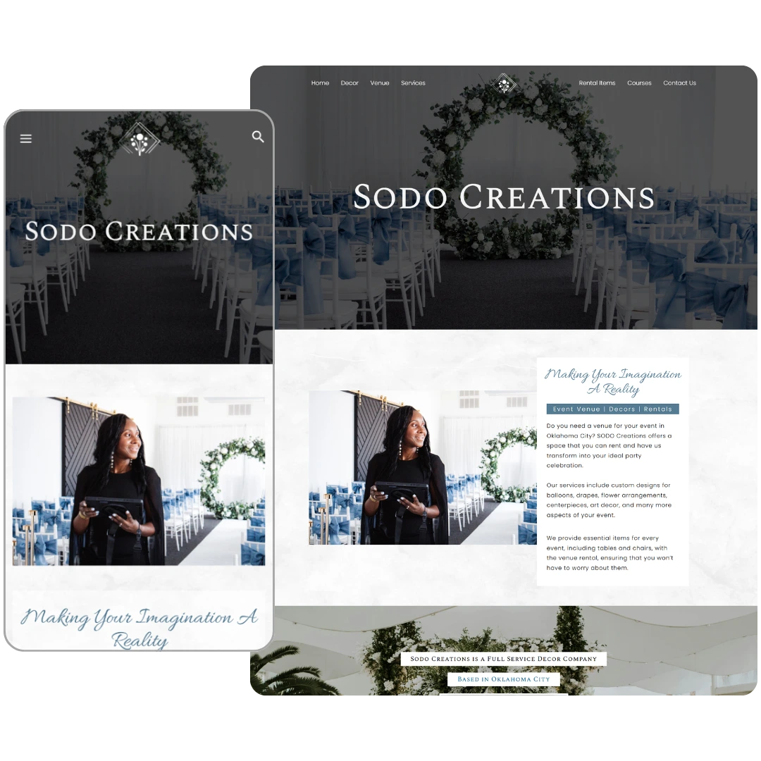 sodo creations events decor company website example